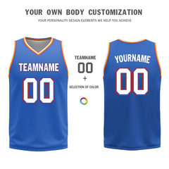 Custom White Blue Classic Style Reversible Basketball Uniform Personalized Ordinary BBJR-D017039