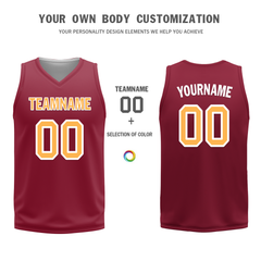 Custom White Red Classic Style Reversible Basketball Uniform Personalized COOLMAX BBJR-D017012