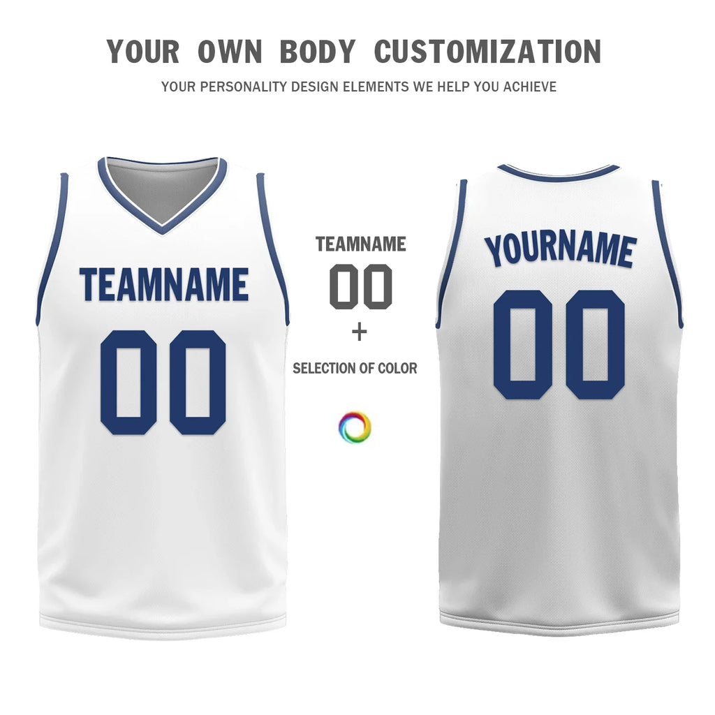 Custom Blue White Classic Style Reversible Basketball Uniform Personalized Ordinary BBJR-D017053 - Coolcustomize