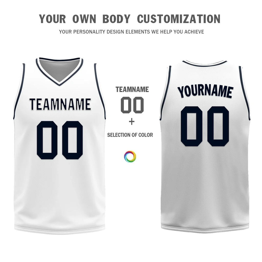Custom Blue White Classic Style Reversible Basketball Uniform Personalized Ordinary BBJR-D017056 - Coolcustomize