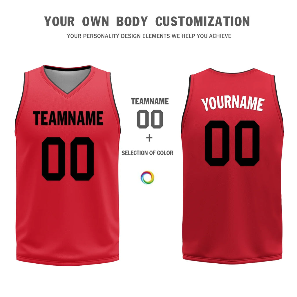 Custom Black Red Classic Style Reversible Basketball Uniform Personalized COOLMAX BBJR-D017018 - Coolcustomize