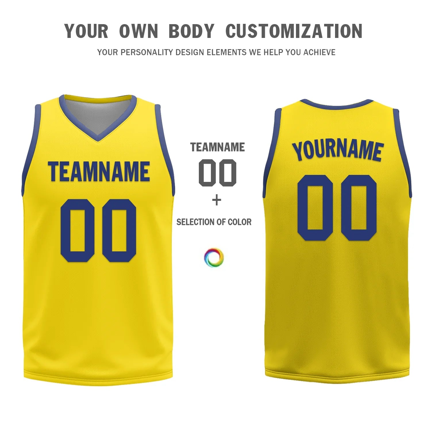 Custom Blue Yellow Classic Style Reversible Basketball Uniform Personalized Ordinary BBJR-D017003 - Coolcustomize