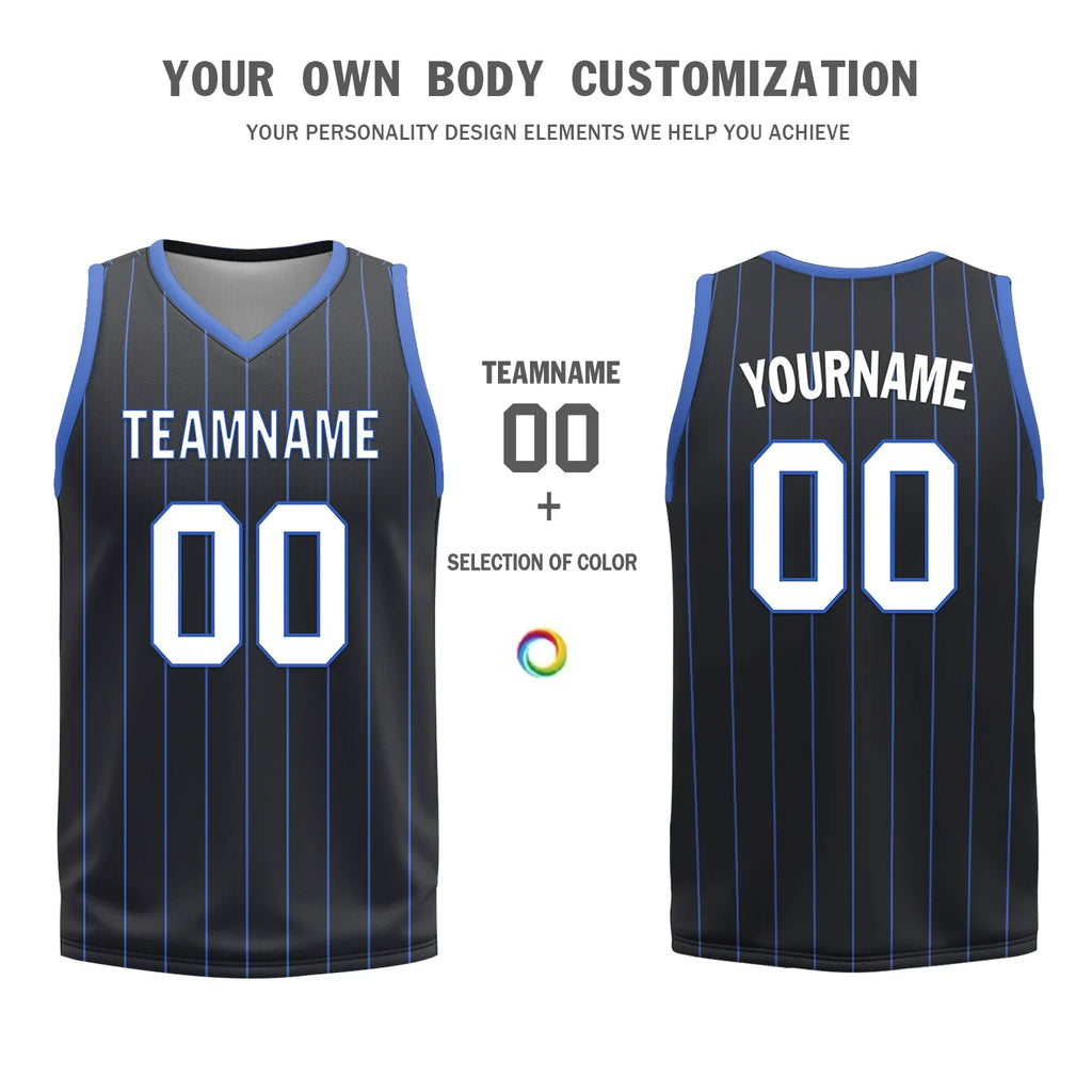 Custom Blue Black Classic Style Reversible Basketball Uniform Personalized COOLMAX BBJR-D017055 - Coolcustomize