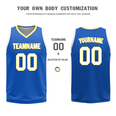 Custom White Blue Classic Style Reversible Basketball Uniform Personalized COOLMAX BBJR-D017004