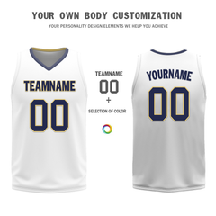 Custom Blue White Classic Style Reversible Basketball Uniform Personalized COOLMAX BBJR-D017050