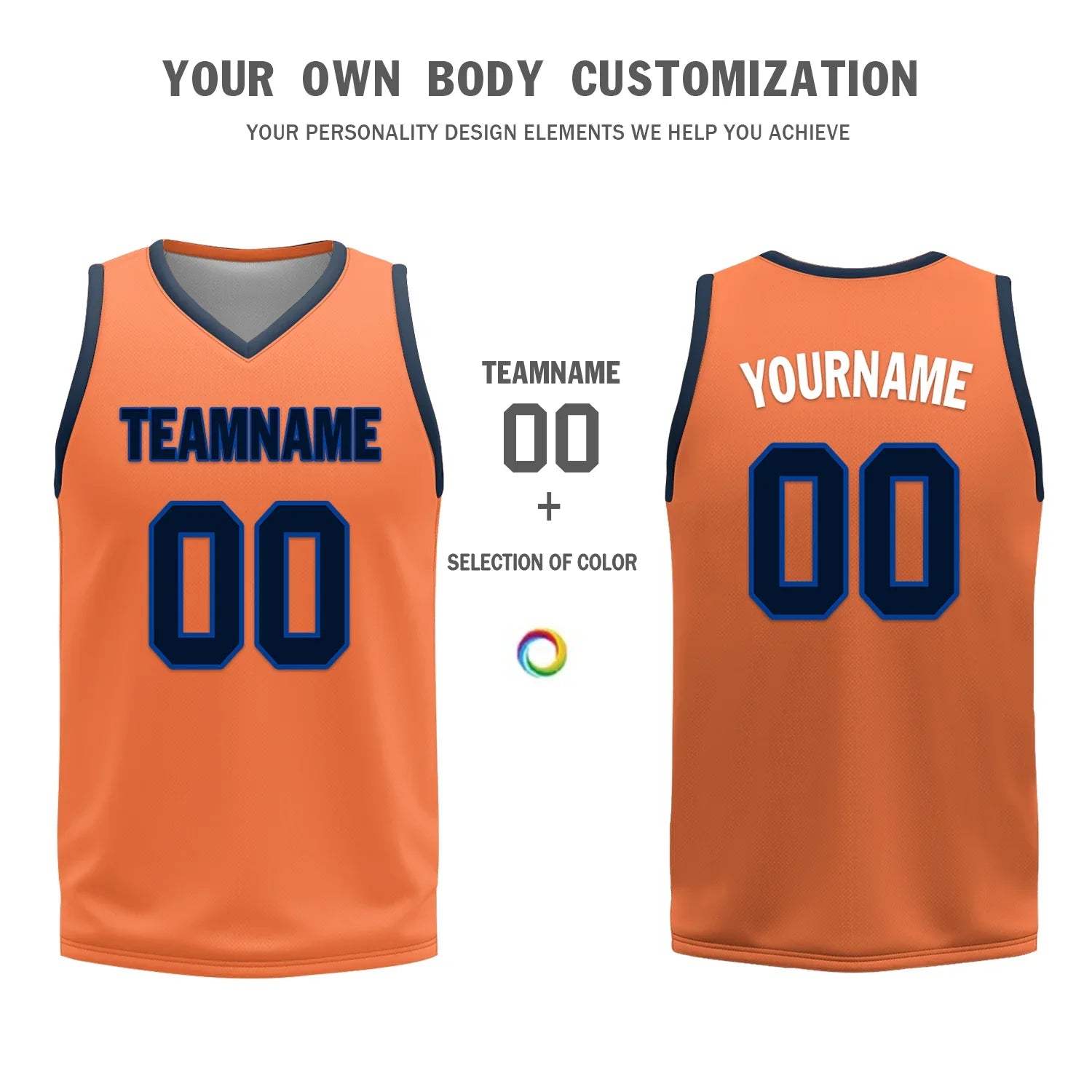Custom Blue Orange Classic Style Reversible Basketball Uniform Personalized COOLMAX BBJR-D017015 - Coolcustomize
