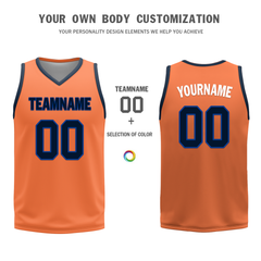 Custom Blue Orange Classic Style Reversible Basketball Uniform Personalized COOLMAX BBJR-D017015