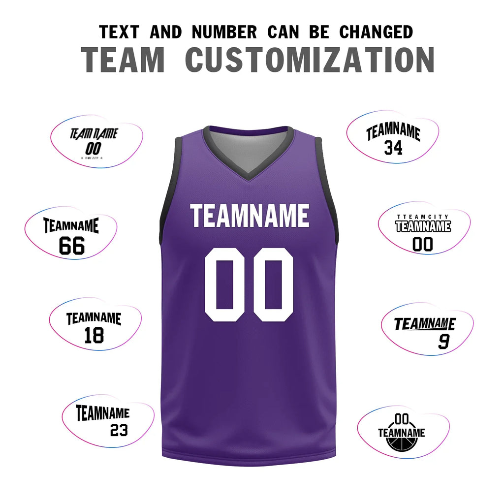 Custom Black Purple Classic Style Reversible Basketball Uniform Personalized Ordinary BBJR-D017035 - Coolcustomize