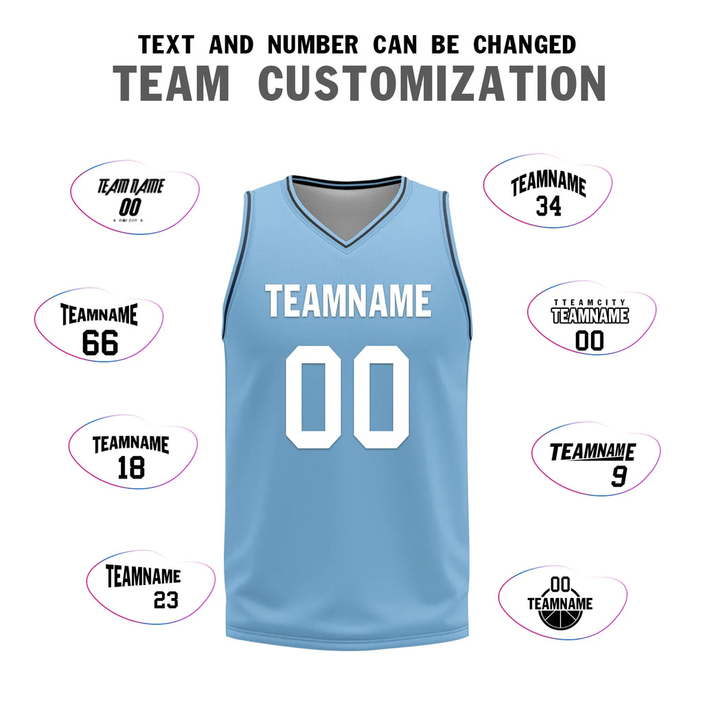 Custom Blue Classic Style Reversible Basketball Uniform Personalized COOLMAX BBJR-D017032 - Coolcustomize