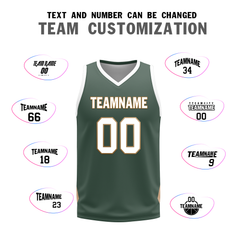 Custom White Green Classic Style Reversible Basketball Uniform Personalized COOLMAX BBJR-D017002