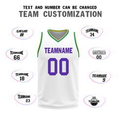 Custom Purple White Classic Style Reversible Basketball Uniform Personalized COOLMAX BBJR-D017047