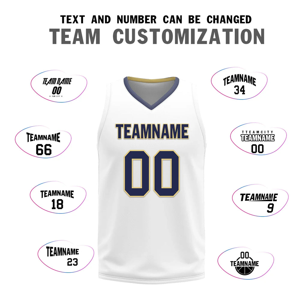 Custom Blue White Classic Style Reversible Basketball Uniform Personalized Ordinary BBJR-D017050 - Coolcustomize