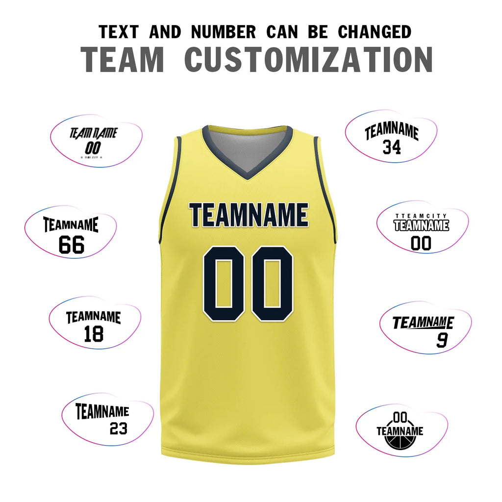 Custom Blue Yellow Classic Style Reversible Basketball Uniform Personalized COOLMAX BBJR-D017059 - Coolcustomize