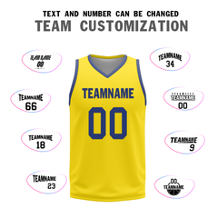 Custom Blue Yellow Classic Style Reversible Basketball Uniform Personalized Ordinary BBJR-D017003