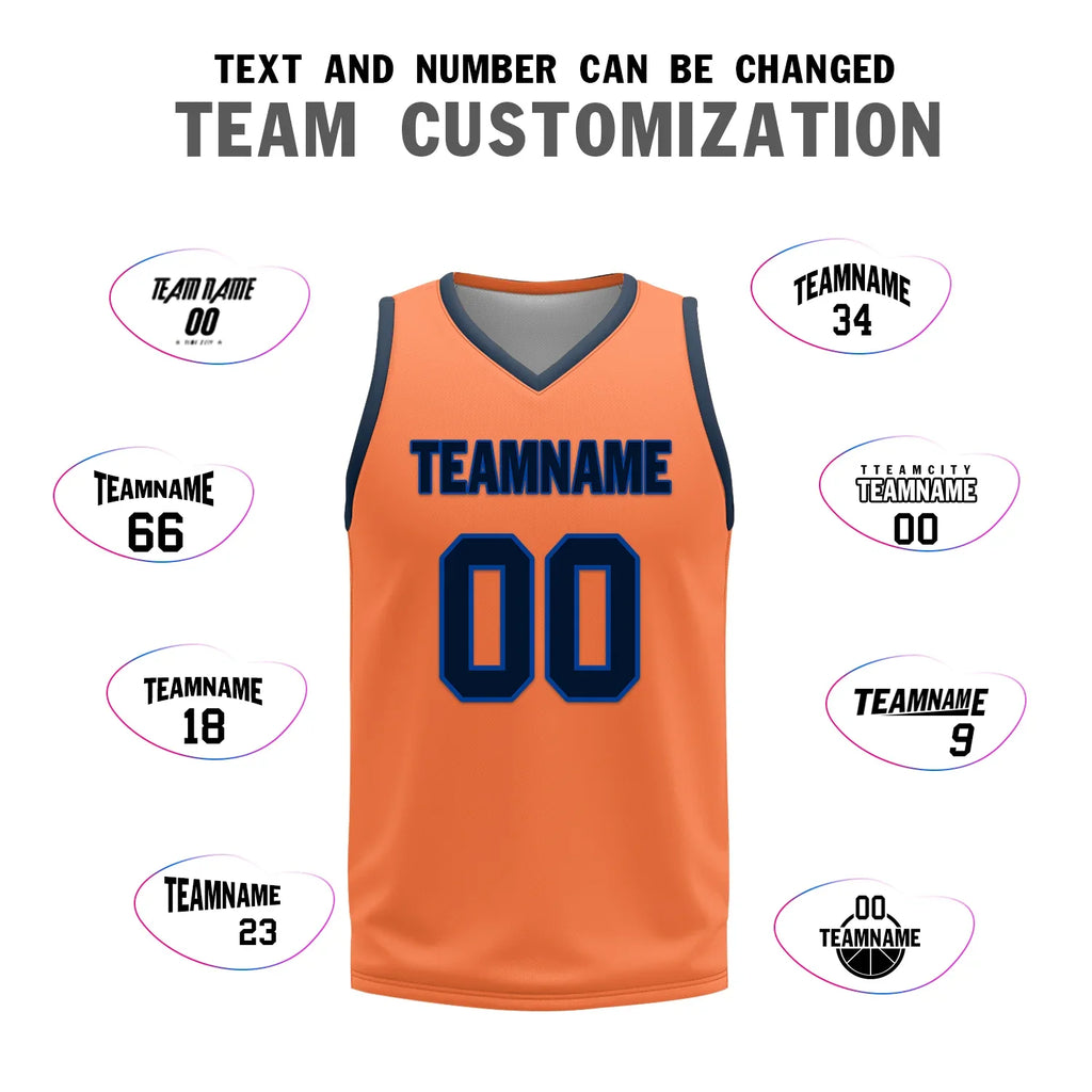 Custom Blue Orange Classic Style Reversible Basketball Uniform Personalized COOLMAX BBJR-D017015 - Coolcustomize