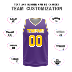 Custom Yellow Purple Classic Style Reversible Basketball Uniform Personalized Ordinary BBJR-D017034