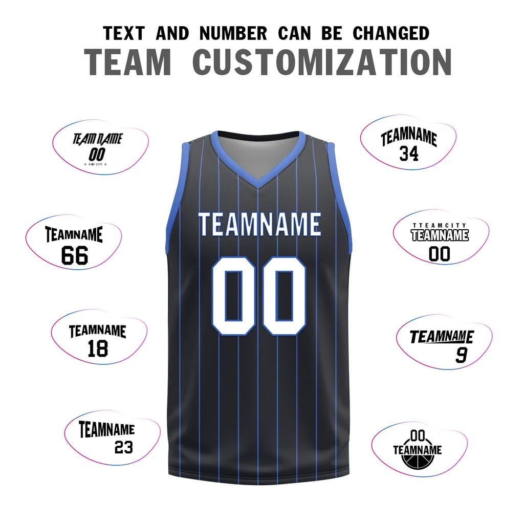 Custom Blue Black Classic Style Reversible Basketball Uniform Personalized COOLMAX BBJR-D017055 - Coolcustomize