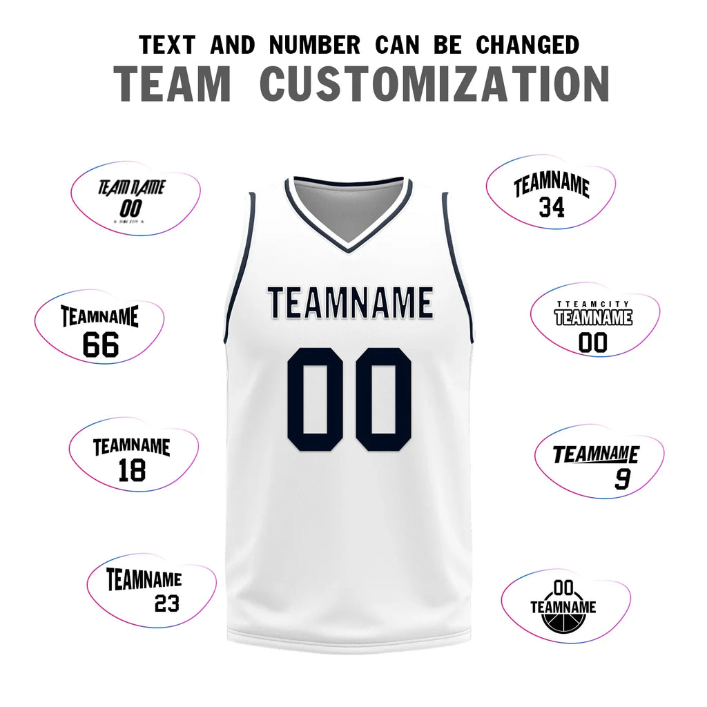 Custom Blue White Classic Style Reversible Basketball Uniform Personalized COOLMAX BBJR-D017056 - Coolcustomize