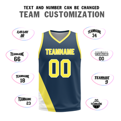 Custom Yellow Blue Classic Style Reversible Basketball Uniform Personalized COOLMAX BBJR-D017060