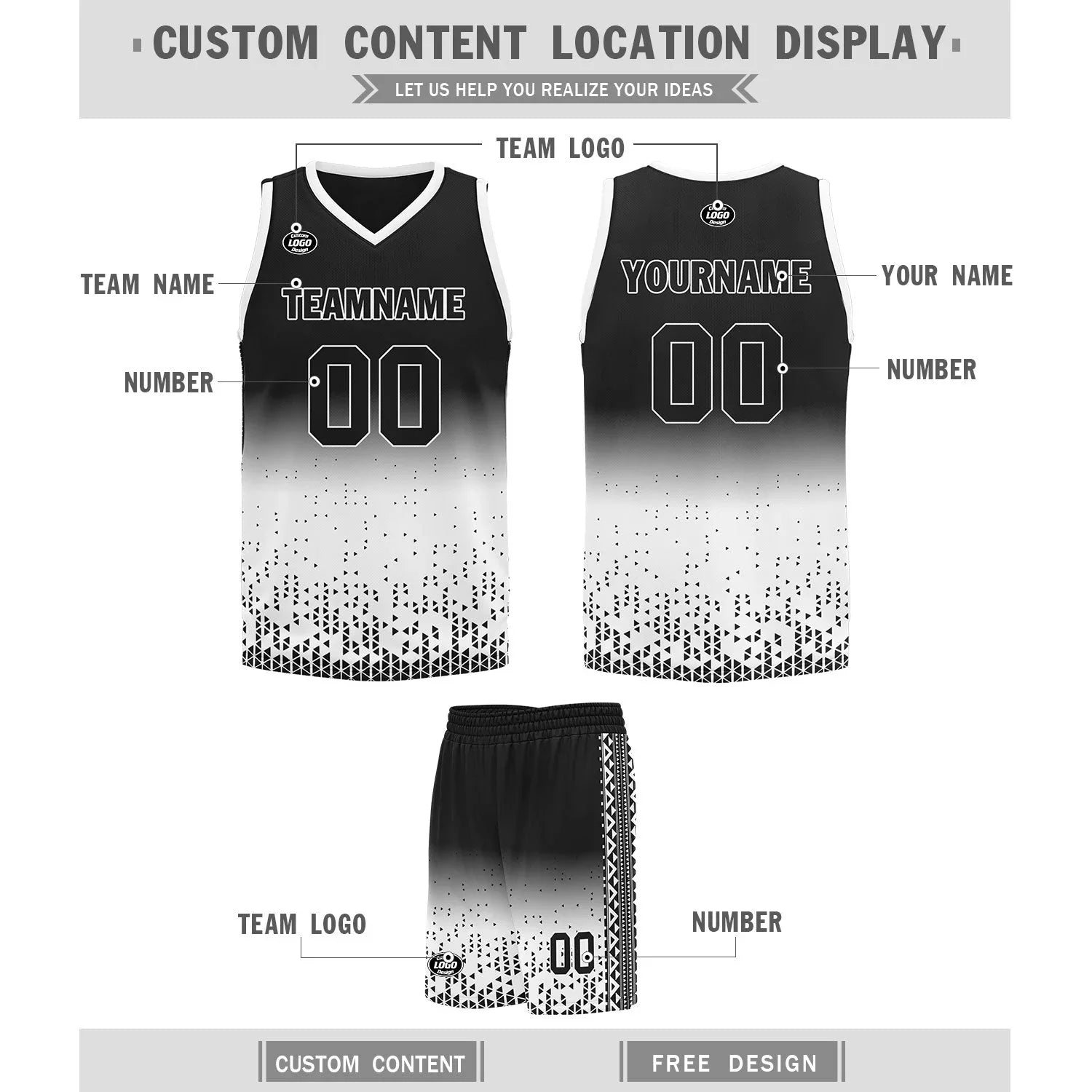 Custom Black White Fade Fashion Sports Uniform Basketball Jersey BBJ01-D020102-2 - Coolcustomize