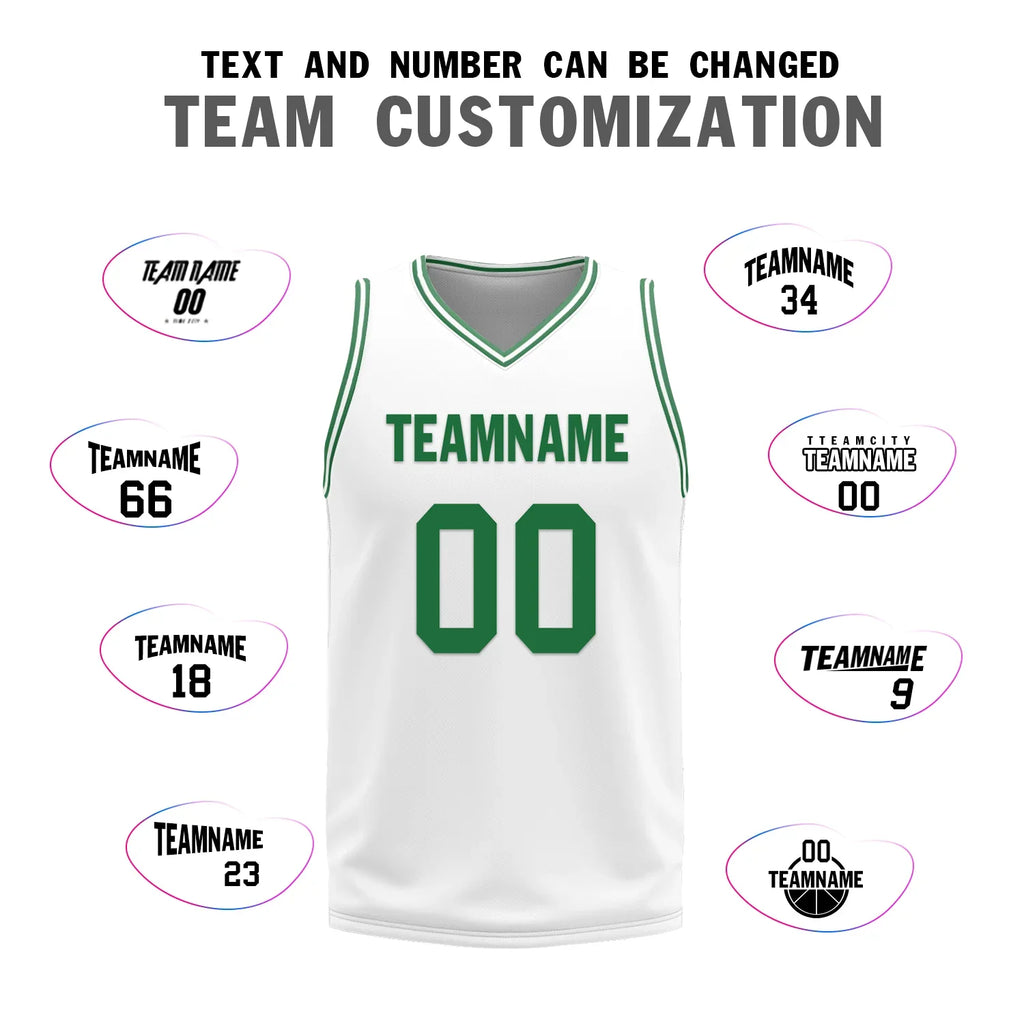 Custom Green White Classic Style Reversible Basketball Uniform Personalized COOLMAX BBJR-D017001 - Coolcustomize