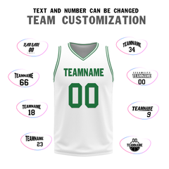 Custom Green White Classic Style Reversible Basketball Uniform Personalized COOLMAX BBJR-D017001