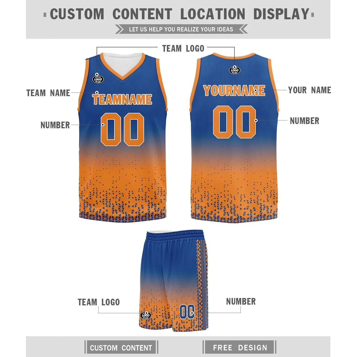 Custom Blue Orange Fade Fashion Sports Uniform Basketball Jersey BBJ01-D020102-3 - Coolcustomize