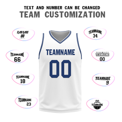 Custom Blue White Classic Style Reversible Basketball Uniform Personalized COOLMAX BBJR-D017053