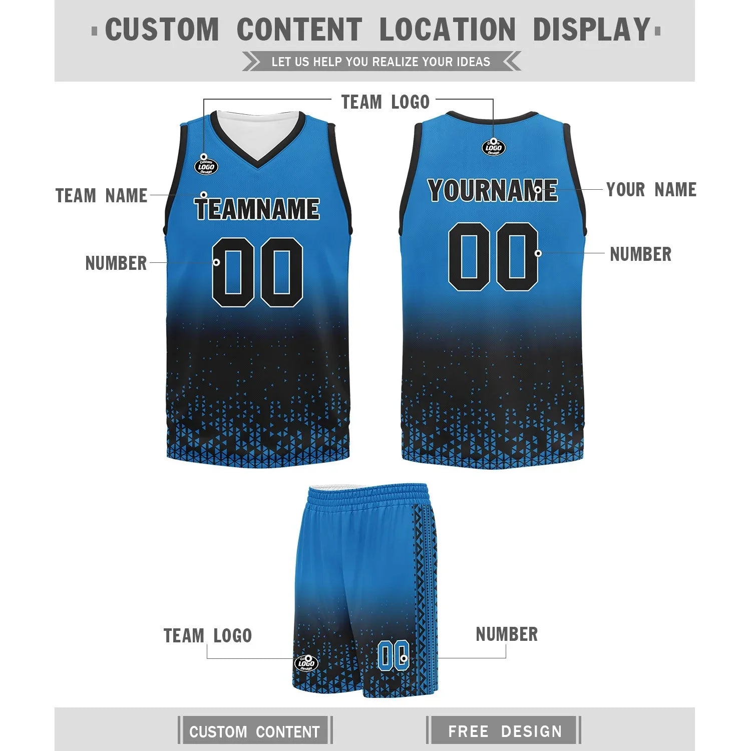 Custom Blue Black Fade Fashion Sports Uniform Basketball Jersey BBJ01-D020102-11 - Coolcustomize