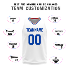 Custom Blue White Classic Style Reversible Basketball Uniform Personalized COOLMAX BBJR-D017031