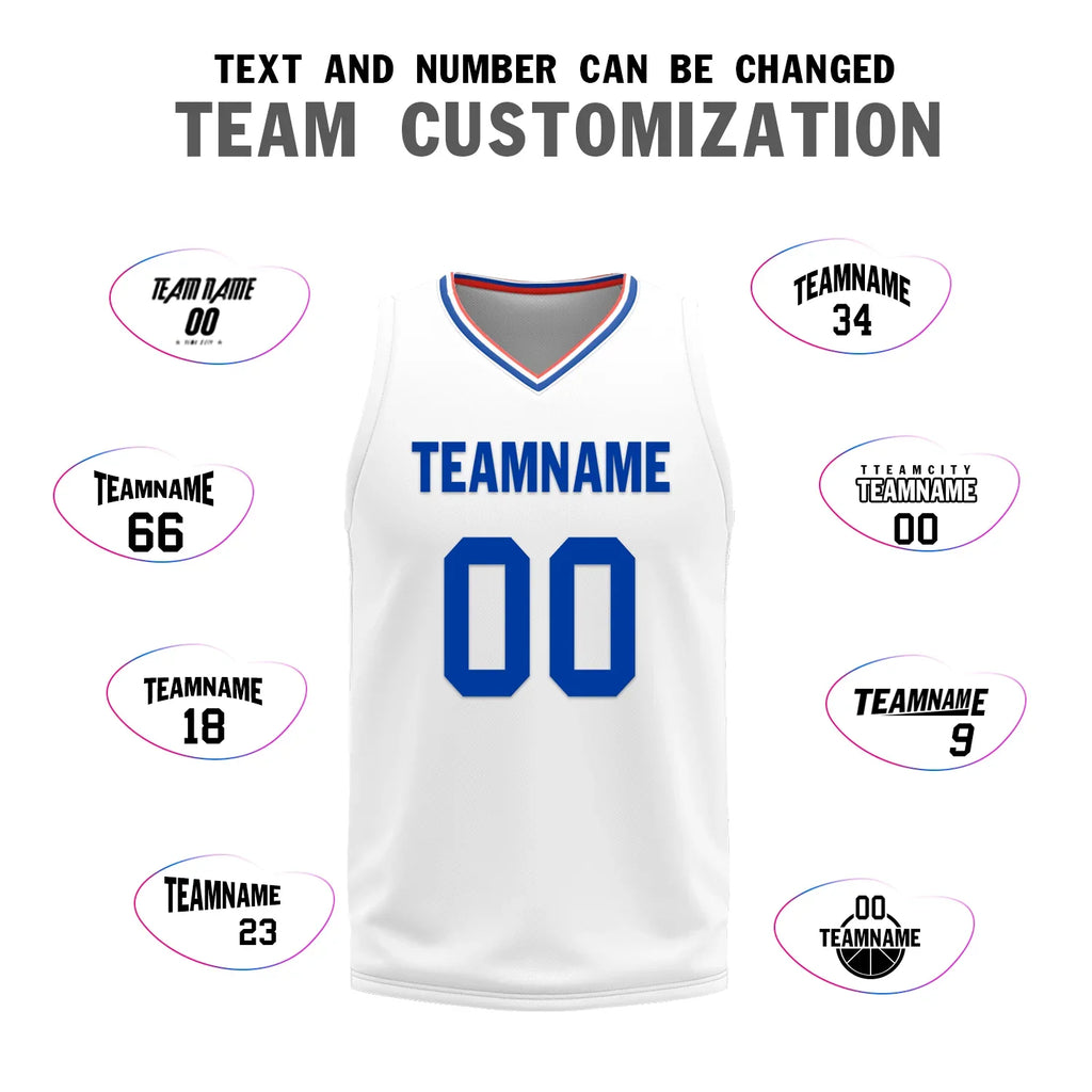Custom Blue White Classic Style Reversible Basketball Uniform Personalized Ordinary BBJR-D017031 - Coolcustomize