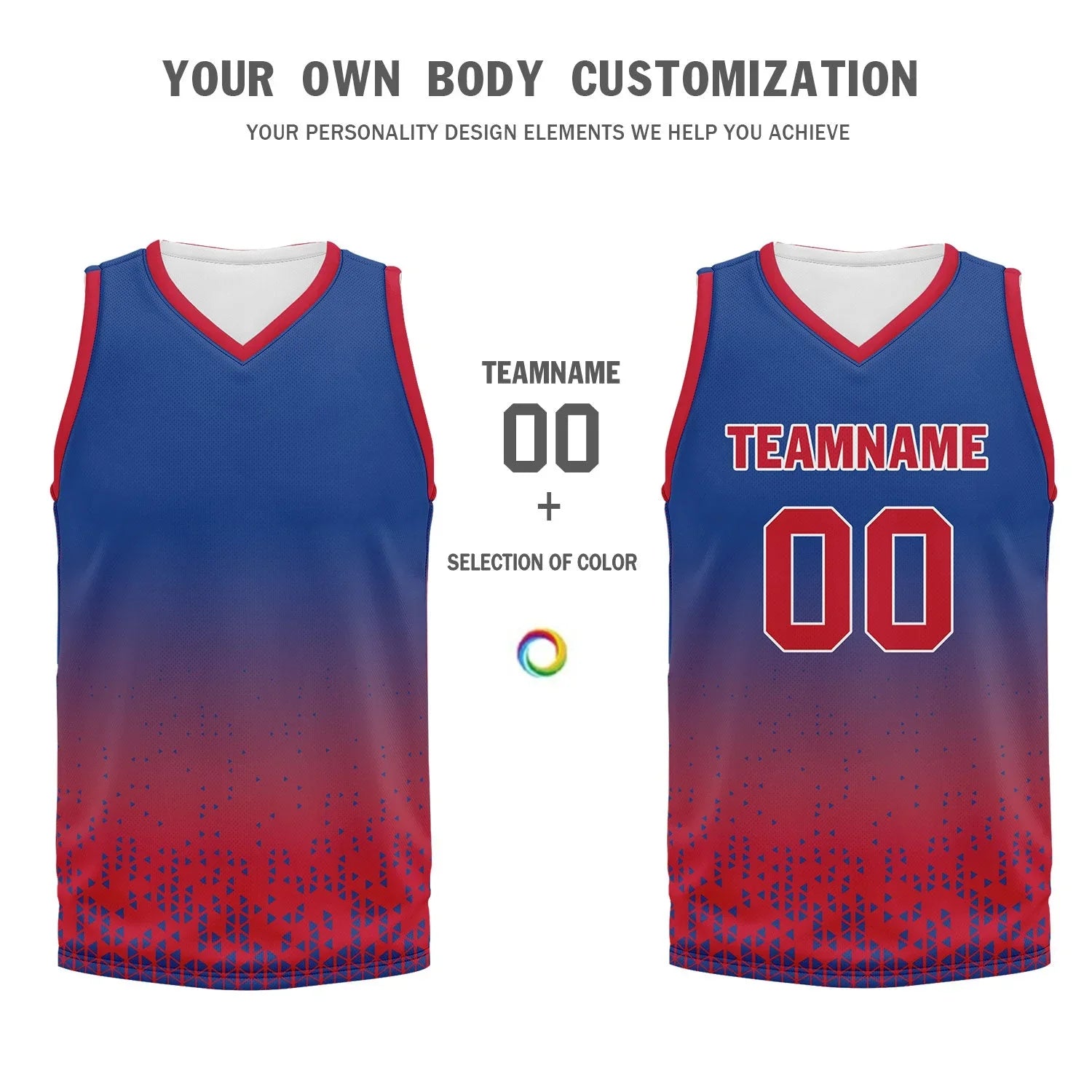 Custom Blue Red Fade Fashion Sports Uniform Basketball Jersey BBJ01-D020102-1 - Coolcustomize