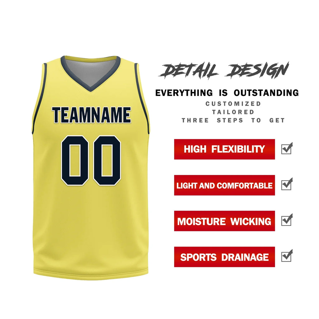 Custom Blue Yellow Classic Style Reversible Basketball Uniform Personalized Ordinary BBJR-D017059 - Coolcustomize