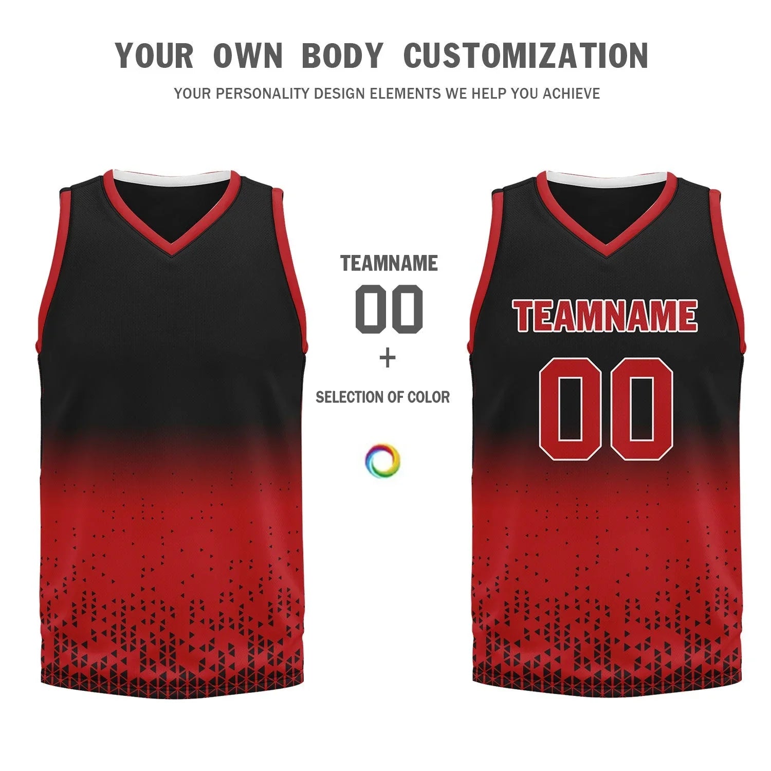 Custom Black Red Fade Fashion Sports Uniform Basketball Jersey BBJ01-D020102-4 - Coolcustomize