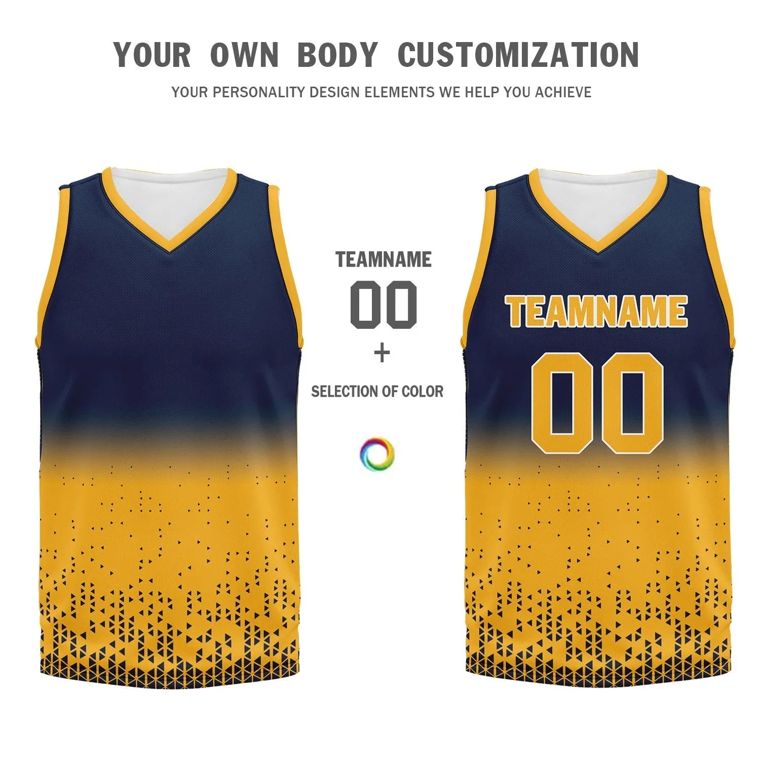 Custom Blue Yellow Fade Fashion Sports Uniform Basketball Jersey BBJ01-D020102-6 - Coolcustomize