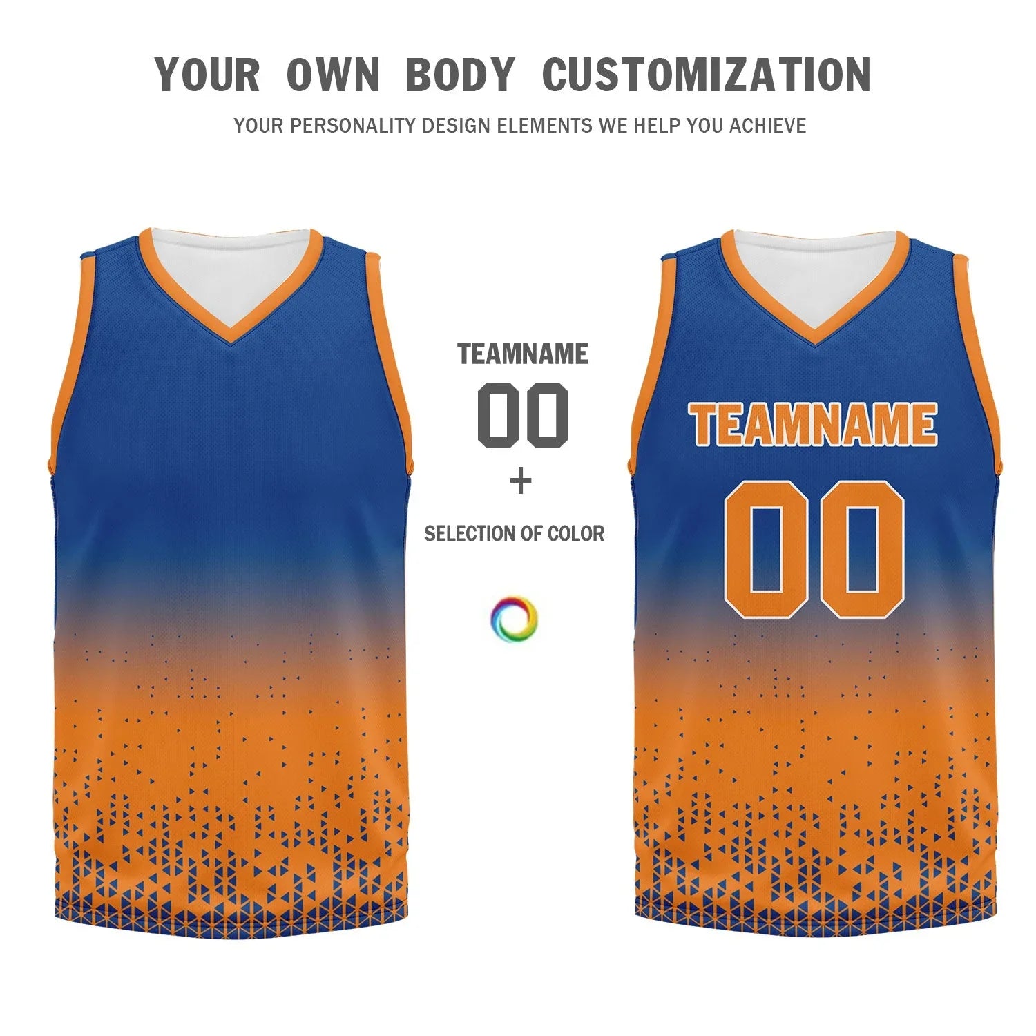 Custom Blue Orange Fade Fashion Sports Uniform Basketball Jersey BBJ01-D020102-3 - Coolcustomize