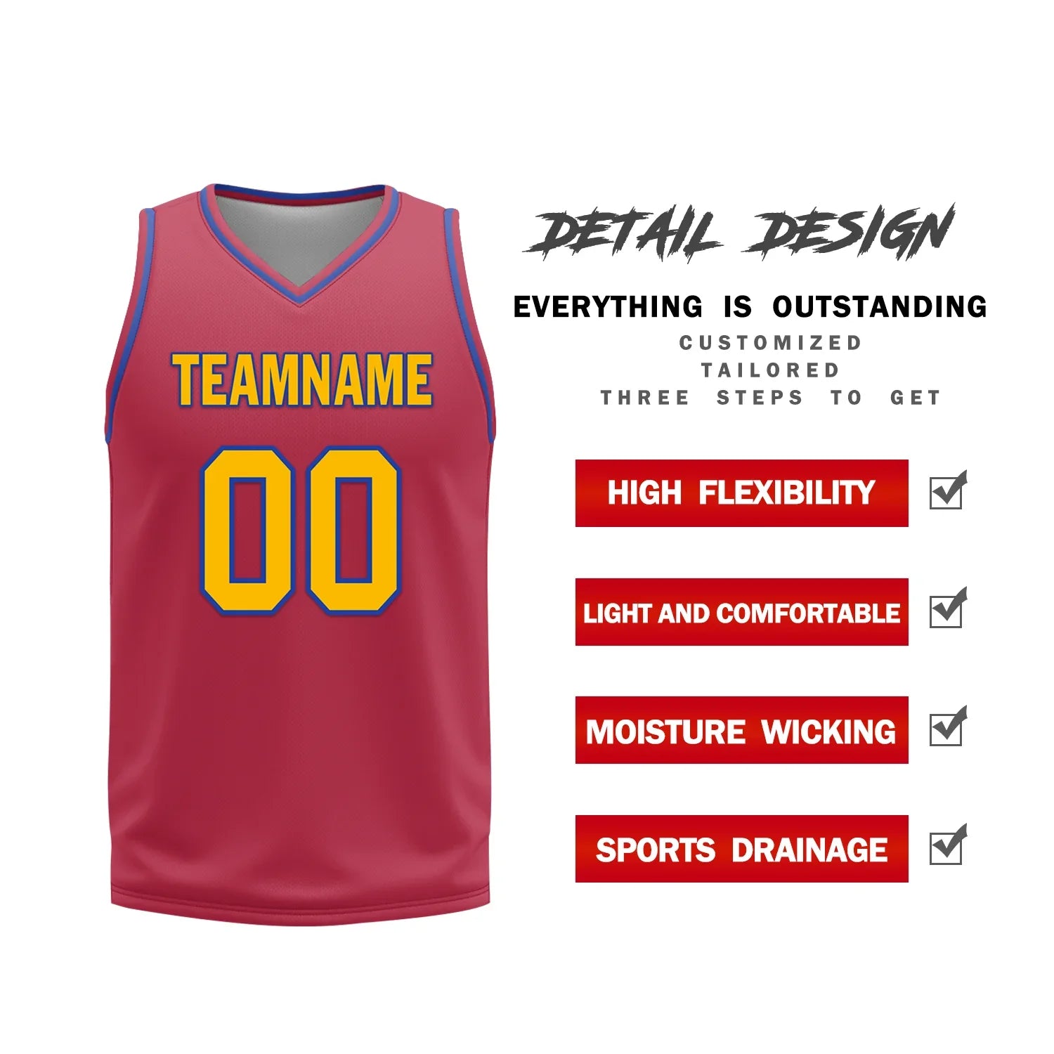 Custom Blue Red Classic Style Reversible Basketball Uniform Personalized COOLMAX BBJR-D017029 - Coolcustomize