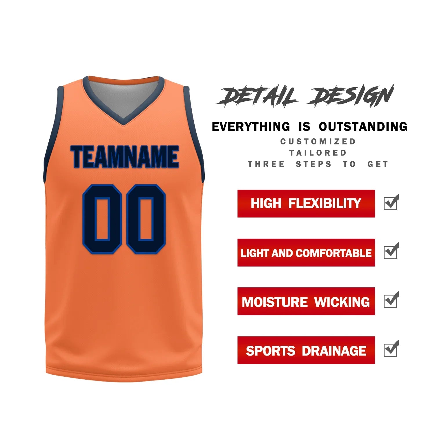 Custom Blue Orange Classic Style Reversible Basketball Uniform Personalized Ordinary BBJR-D017015 - Coolcustomize