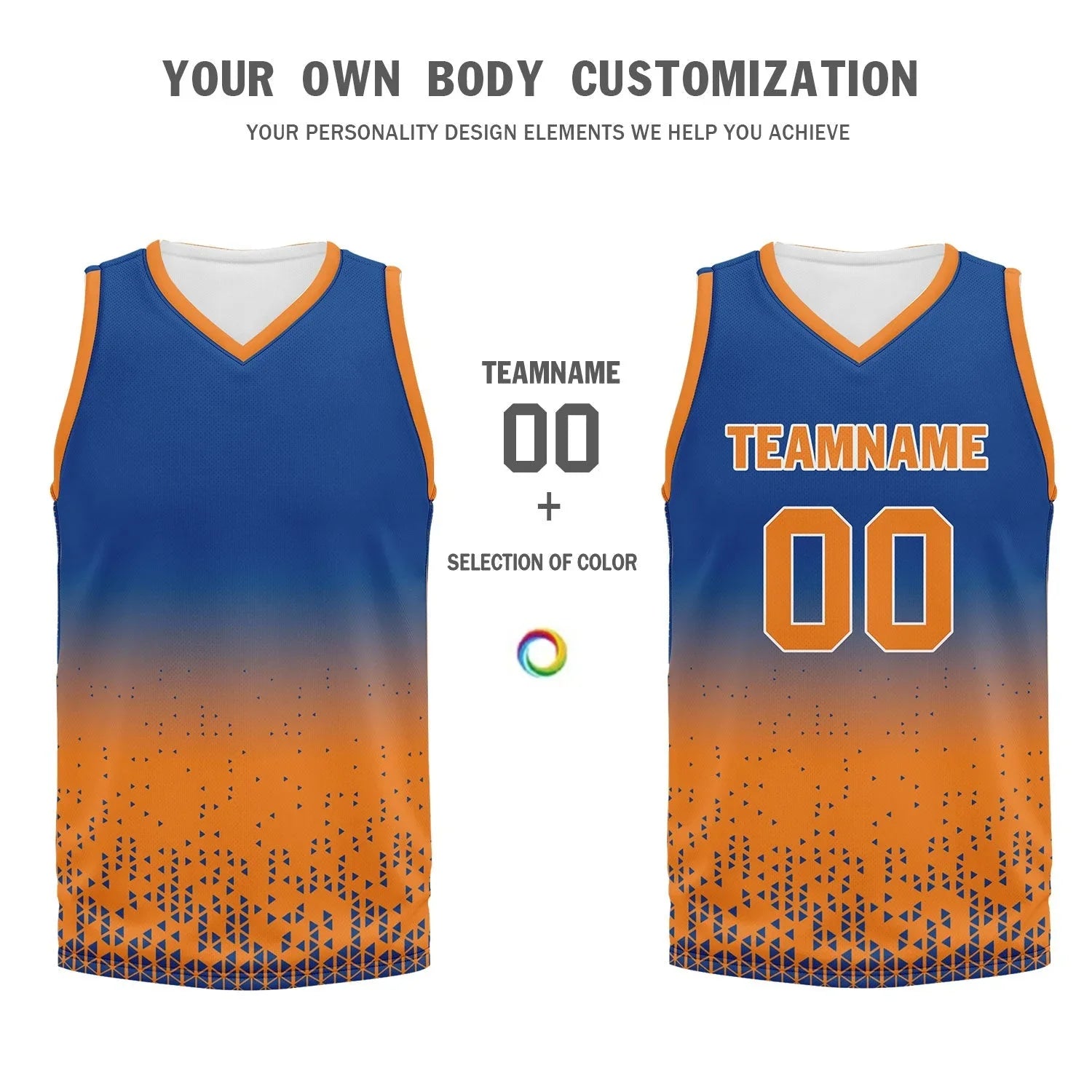 Custom Blue Orange Fade Fashion Sports Uniform Basketball Jersey BBJ01-D020102-3 - Coolcustomize