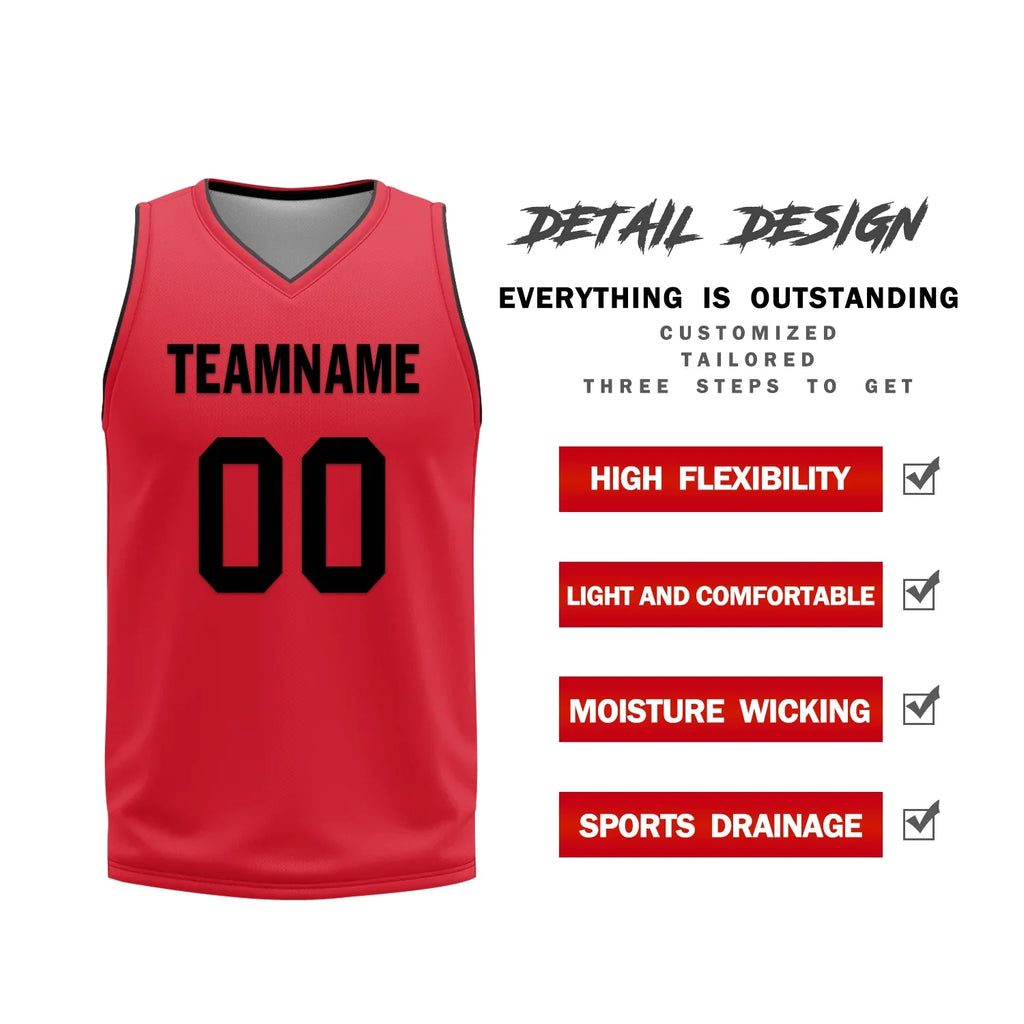 Custom Black Red Classic Style Reversible Basketball Uniform Personalized Ordinary BBJR-D017018 - Coolcustomize