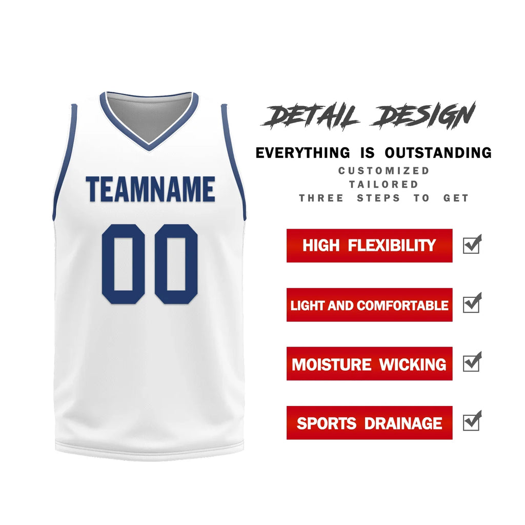 Custom Blue White Classic Style Reversible Basketball Uniform Personalized Ordinary BBJR-D017053 - Coolcustomize