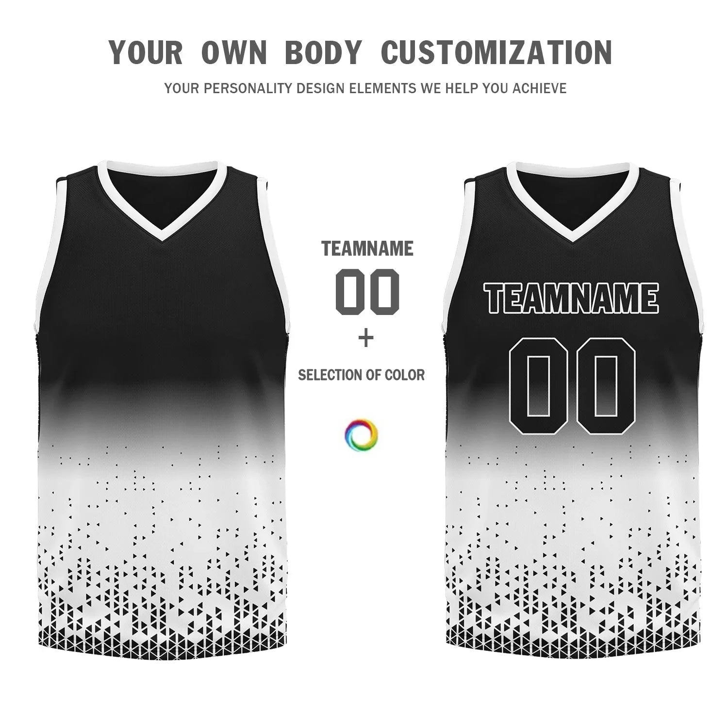 Custom Black White Fade Fashion Sports Uniform Basketball Jersey BBJ01-D020102-2 - Coolcustomize