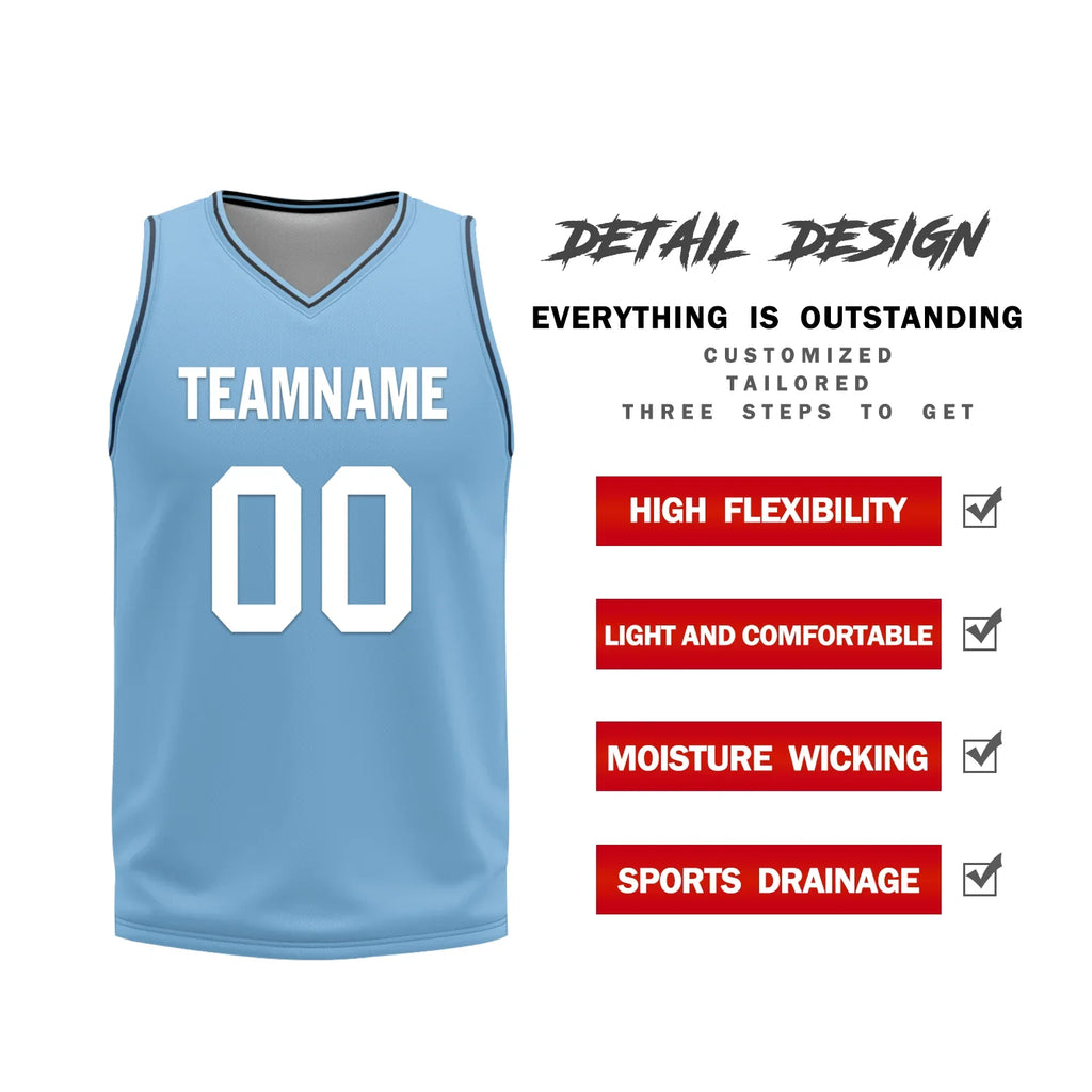 Custom Blue Classic Style Reversible Basketball Uniform Personalized COOLMAX BBJR-D017032 - Coolcustomize