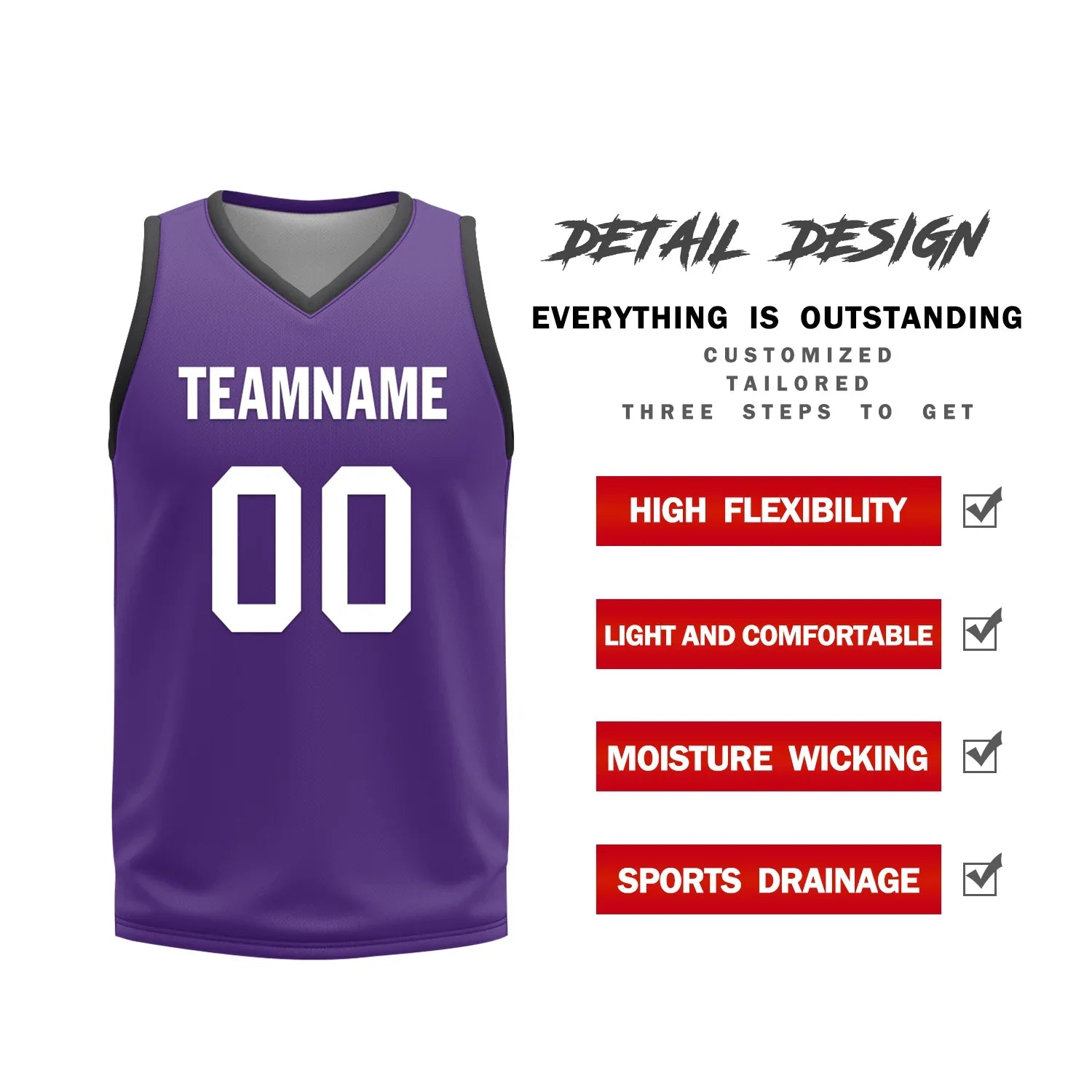 Custom Black Purple Classic Style Reversible Basketball Uniform Personalized Ordinary BBJR-D017035 - Coolcustomize