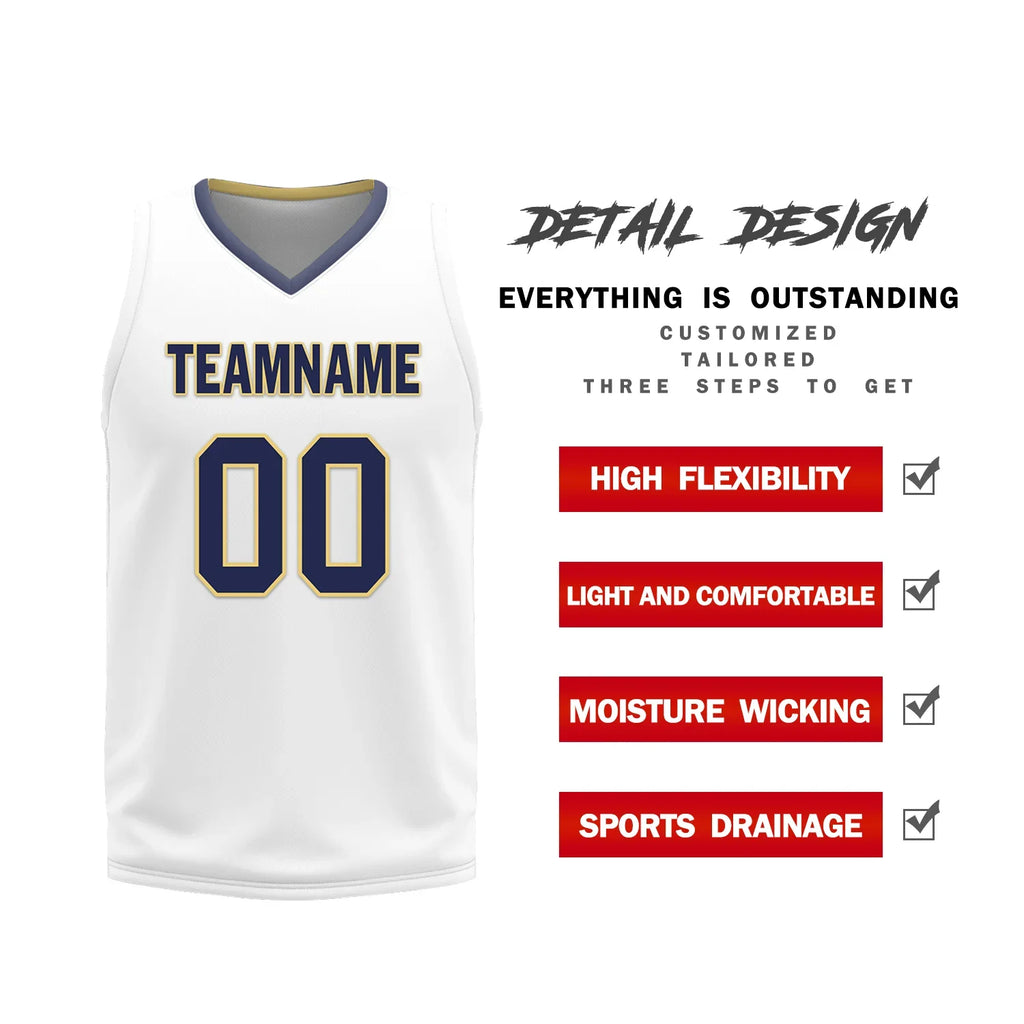 Custom Blue White Classic Style Reversible Basketball Uniform Personalized COOLMAX BBJR-D017050 - Coolcustomize