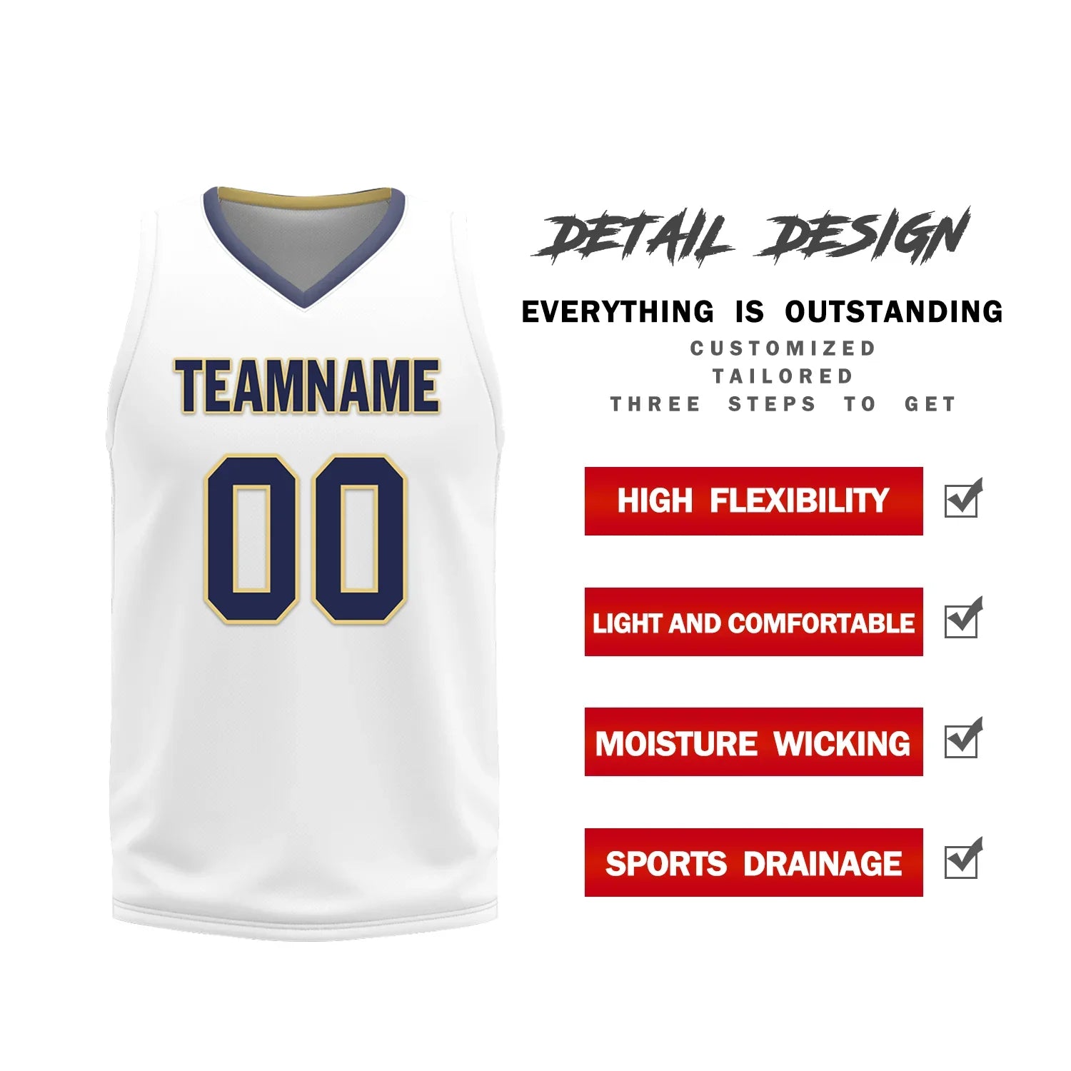 Custom Blue White Classic Style Reversible Basketball Uniform Personalized COOLMAX BBJR-D017050 - Coolcustomize