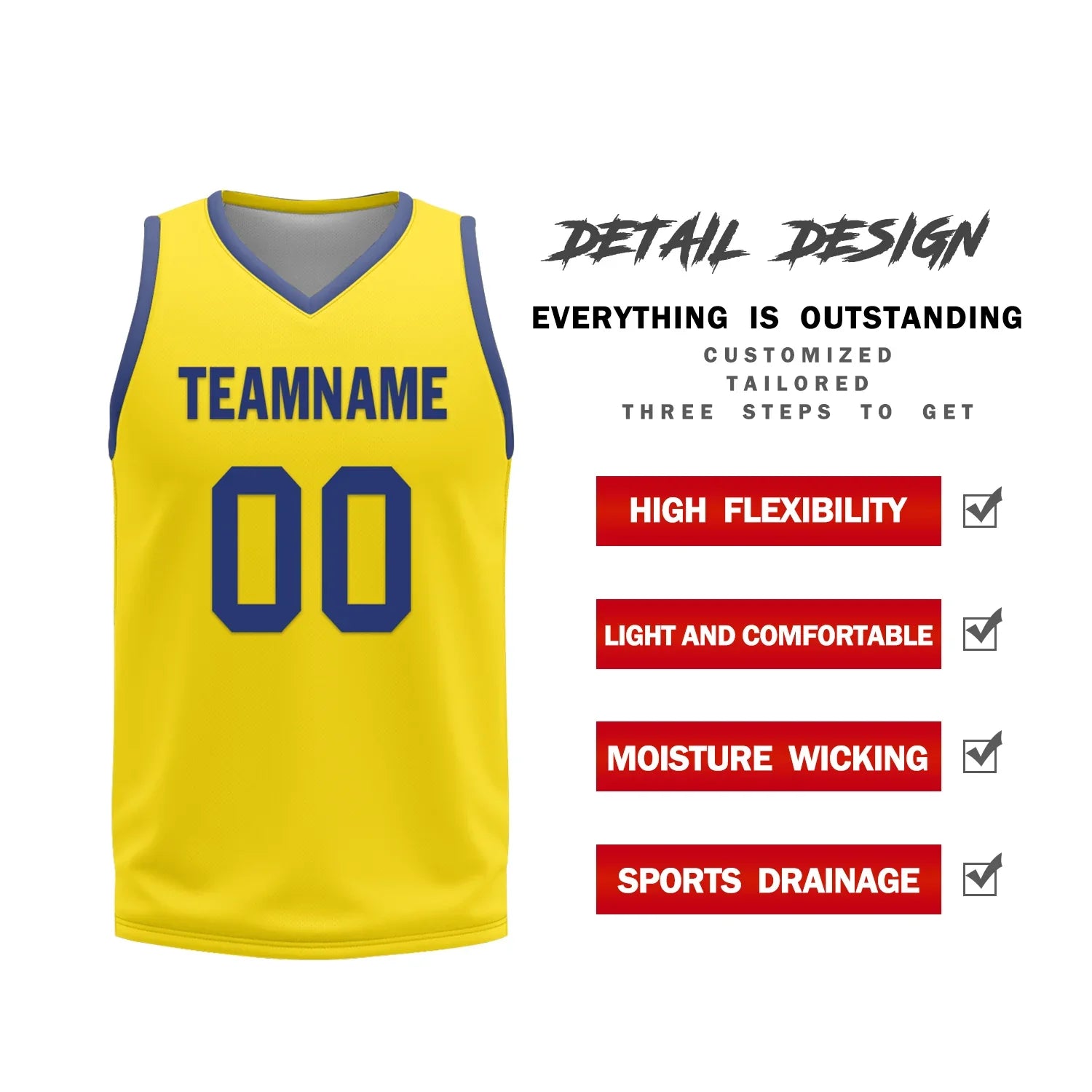 Custom Blue Yellow Classic Style Reversible Basketball Uniform Personalized Ordinary BBJR-D017003 - Coolcustomize
