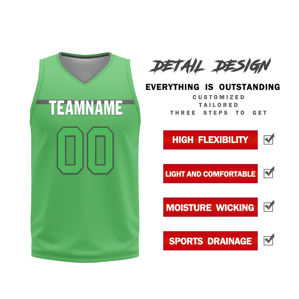 Custom Gray Green Classic Style Reversible Basketball Uniform Personalized COOLMAX BBJR-D017046 - Coolcustomize