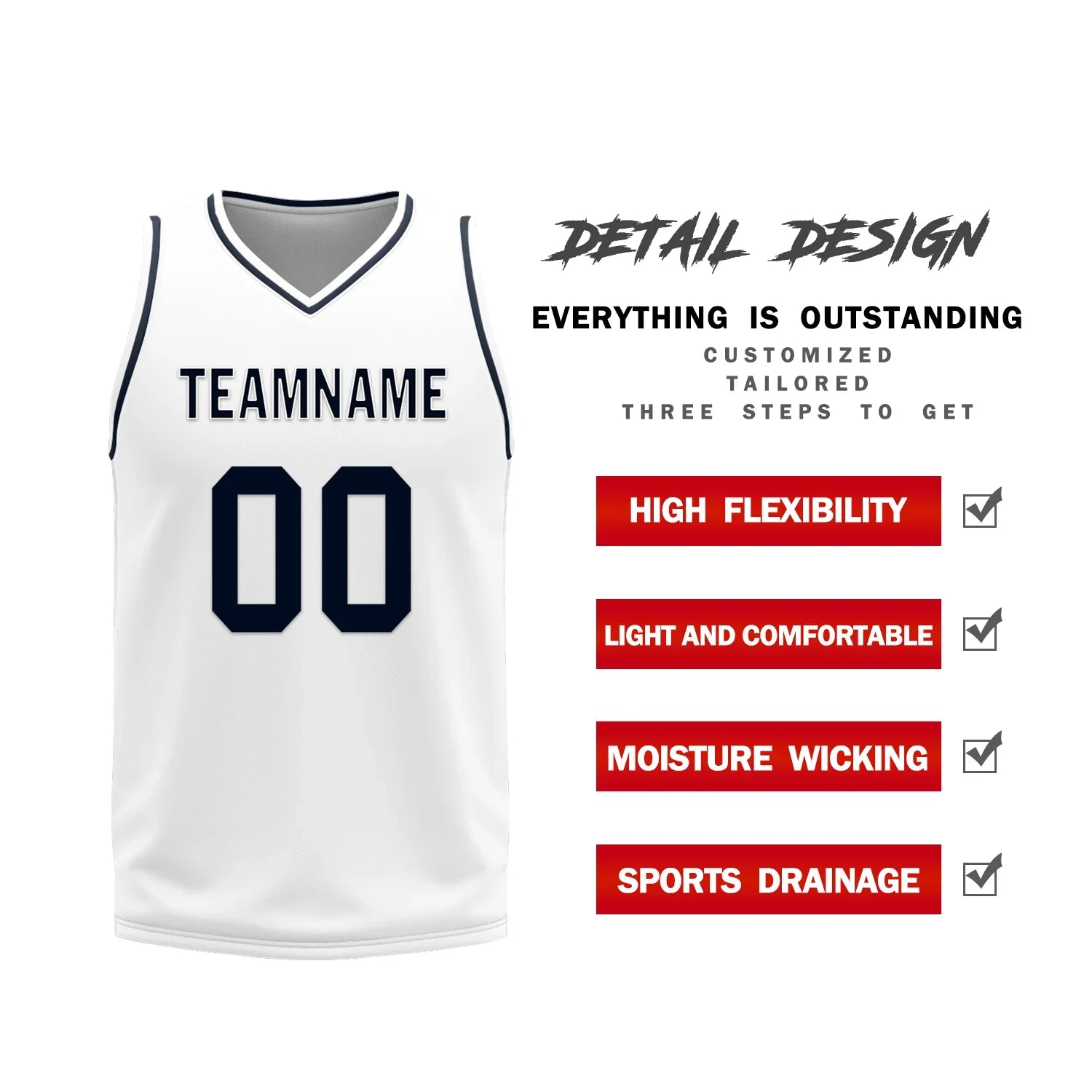 Custom Blue White Classic Style Reversible Basketball Uniform Personalized COOLMAX BBJR-D017056 - Coolcustomize