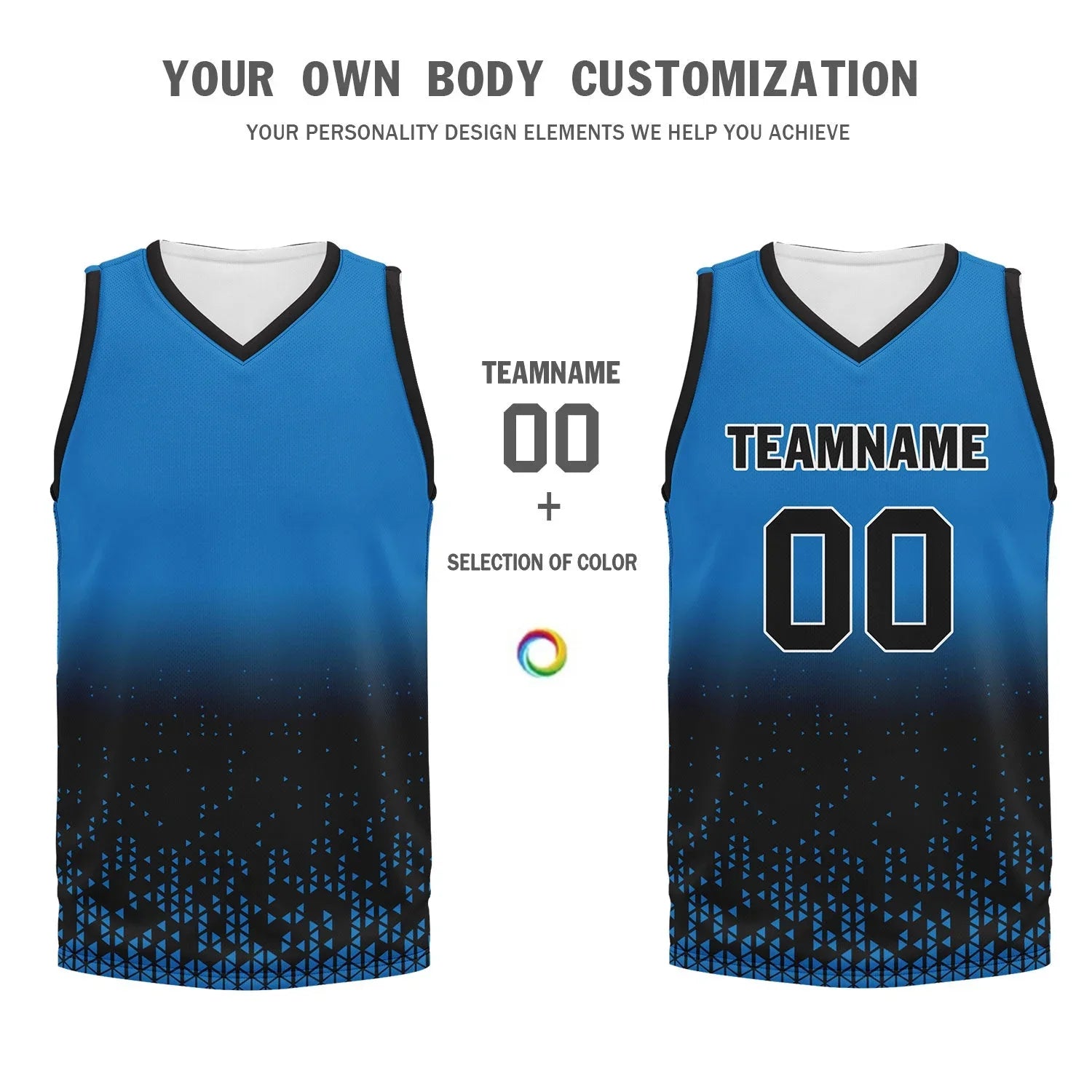 Custom Blue Black Fade Fashion Sports Uniform Basketball Jersey BBJ01-D020102-11 - Coolcustomize